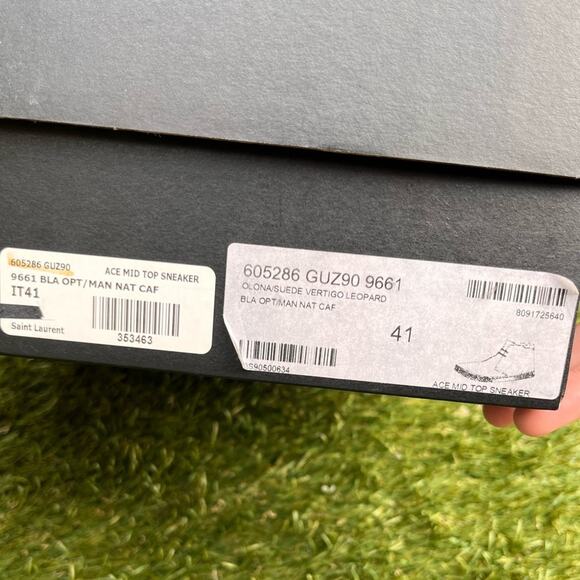 YSL Saint Laurent Paris Ace Mid Top Sneaker Luxury Designer Canvas Shoe 41/ 10 - Picture 11 of 11